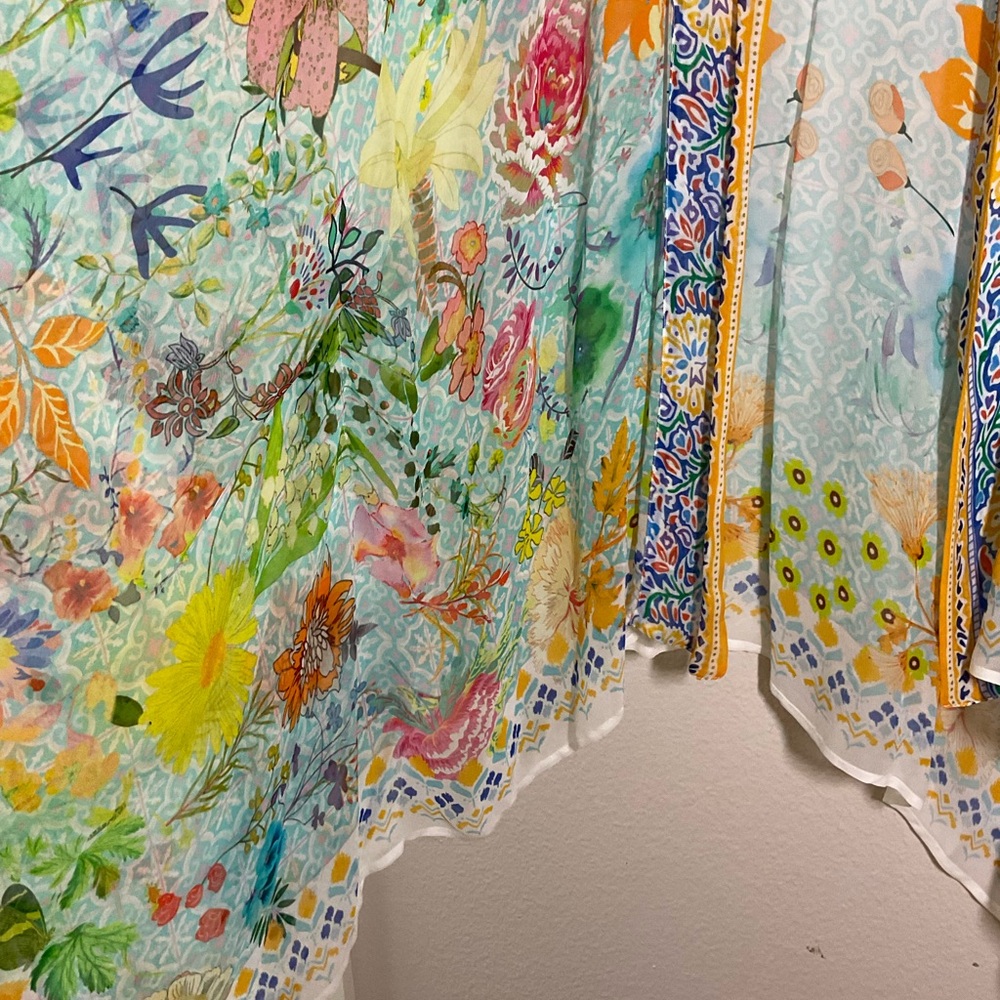Soft Surroundings Boho Floral Kimono Cardigan – One Size – 100% Rayon hippie - Picture 9 of 16